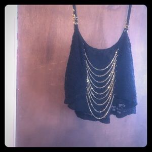 Cute sexy tank back is open with chains